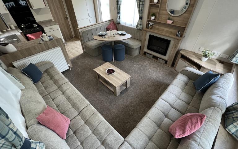 Lounge, Kitchen & Dining Area in a Caravan Holiday Home