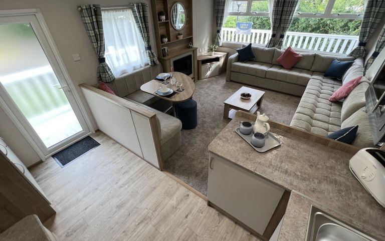 Lounge, Kitchen & Dining Area in a Caravan Holiday Home