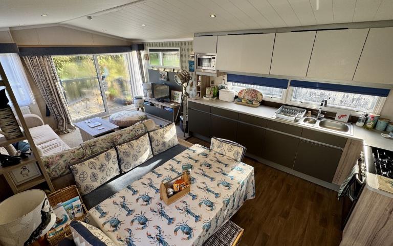 Lounge, Kitchen & Dining Area in a Caravan Holiday Home