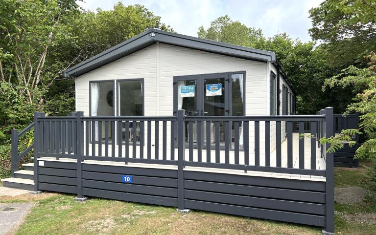 Exterior of a static caravan.