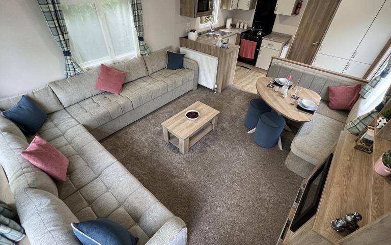 Lounge, Kitchen & Dining Area in a Caravan Holiday Home