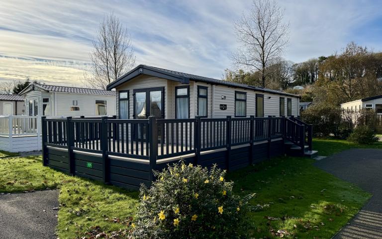 Outside view of a static caravan 